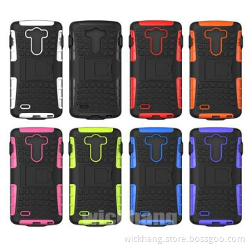 Hybrid Plastic Hard Case Rubber Cover with Stand for LG G3